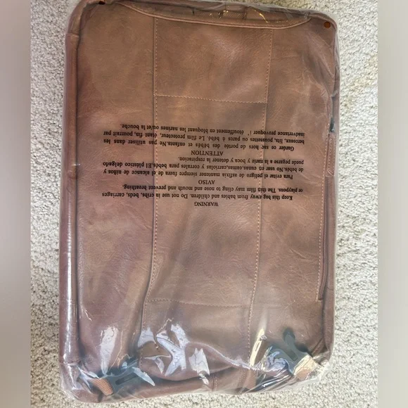 NWT Convertible Tan Leather Laptop Briefcase & Backpack - - Picture 3 of 10